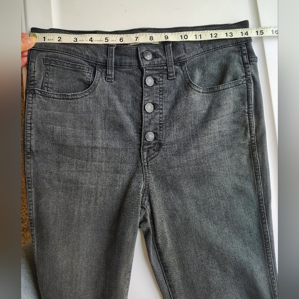 Madewell 10" high rise skinny jeans exposed button fly frayed Hem  grey sz 27. - Picture 13 of 17